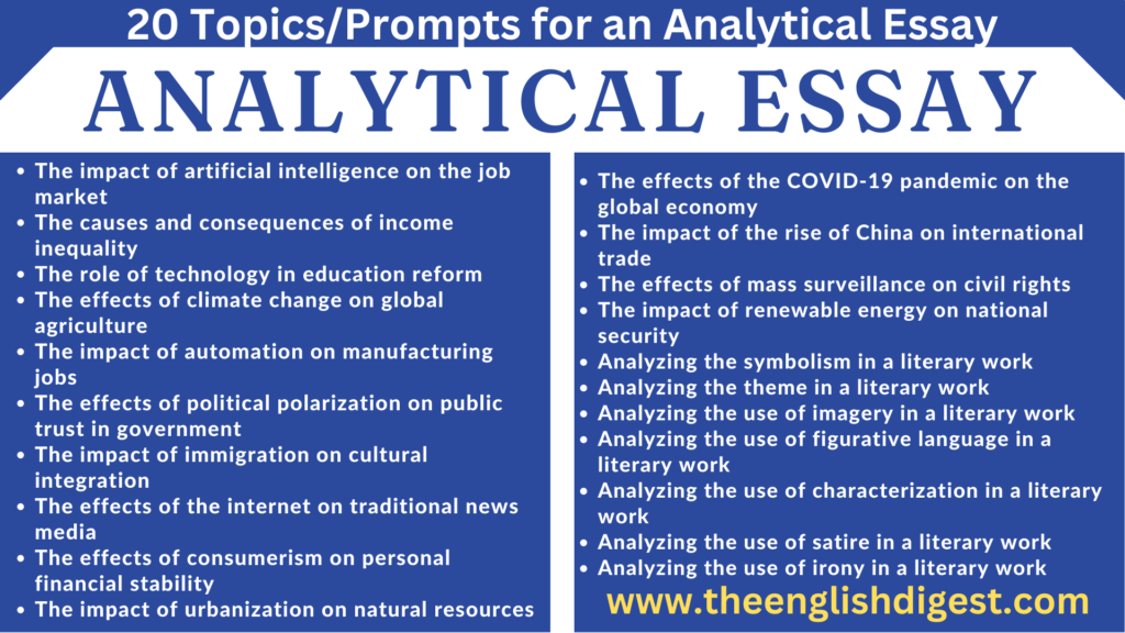 How To Write An Analytical Essay The English Digest