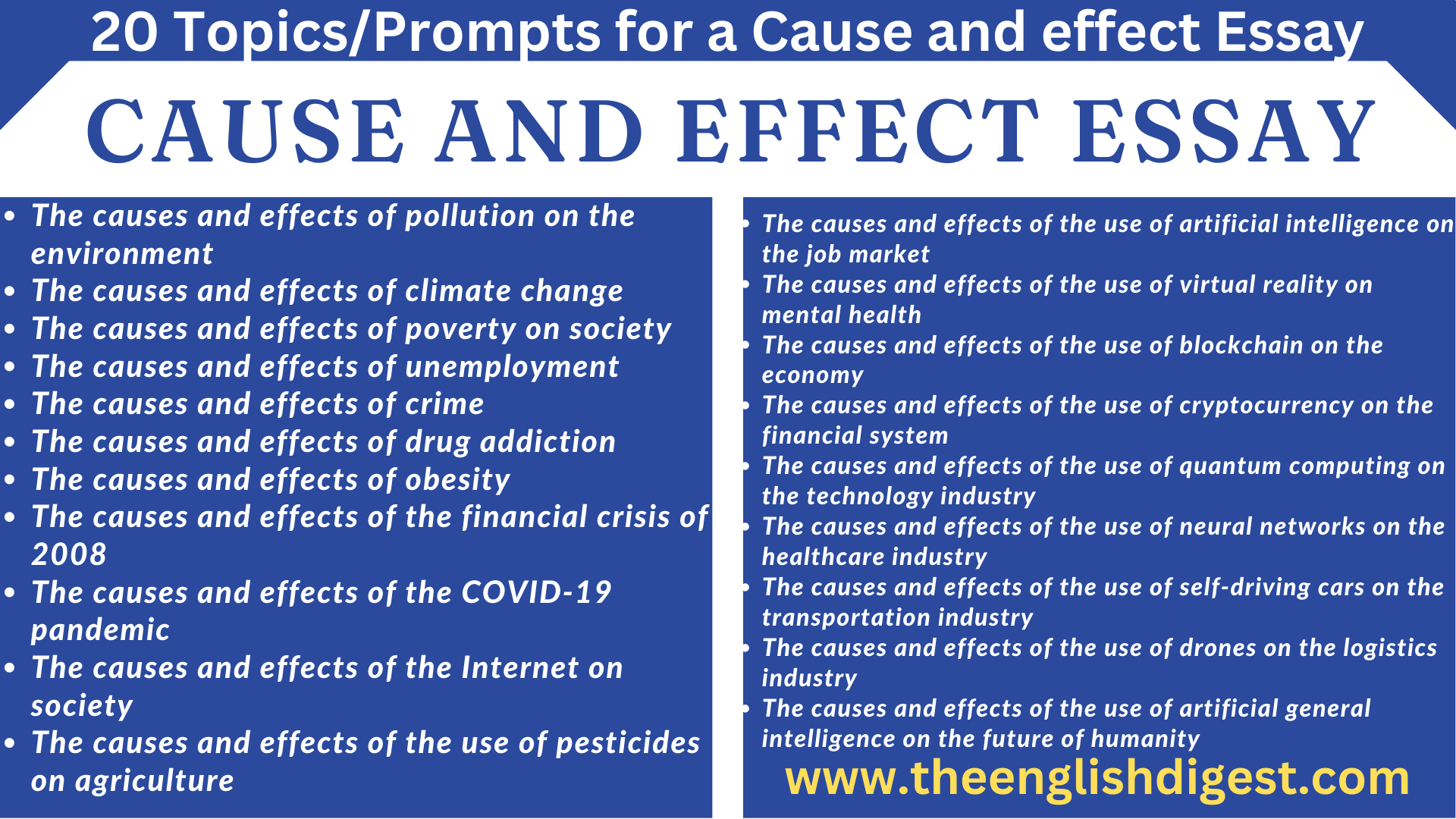 essay topics for cause and effect
