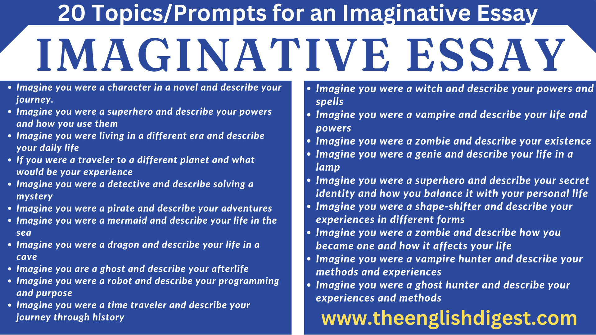 topics of imaginative essay