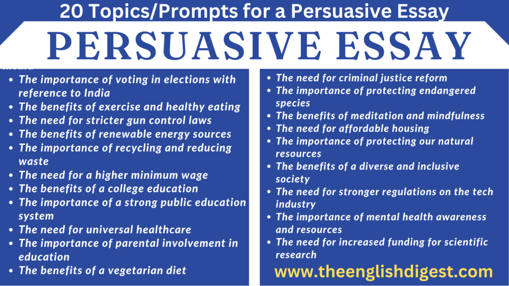 How To Write A Persuasive Essay The English Digest